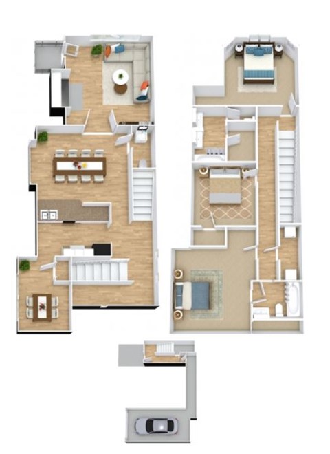 Floor plan for 3 beds, 2.5 baths